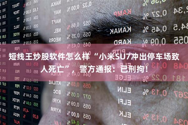 短线王炒股软件怎么样 “小米SU7冲出停车场致人死亡”，警方通报：已刑拘！