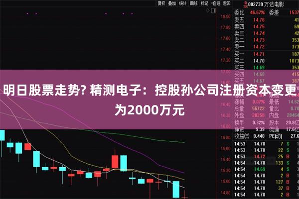 明日股票走势? 精测电子：控股孙公司注册资本变更为2000万元